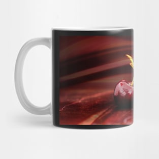 Three cherries on red background Mug